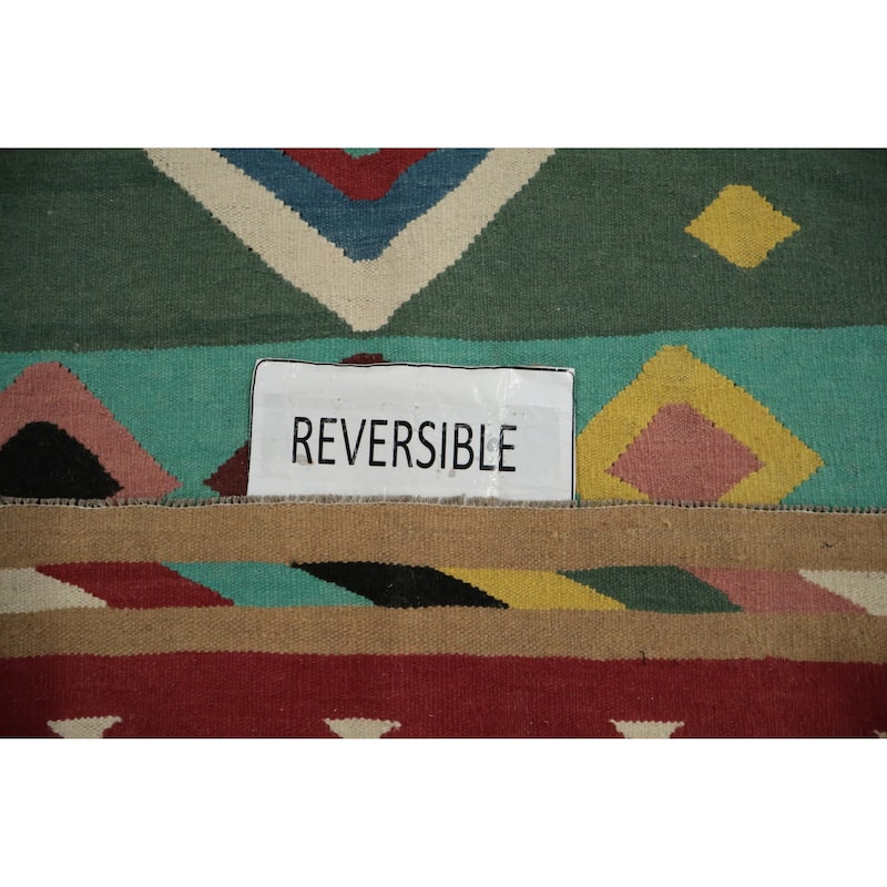 Hand Woven Oriental 100% Wool Carpet Southwestern Modern Multi-Colored Kilim Area Rug - 6' 0'' X 5' 8''