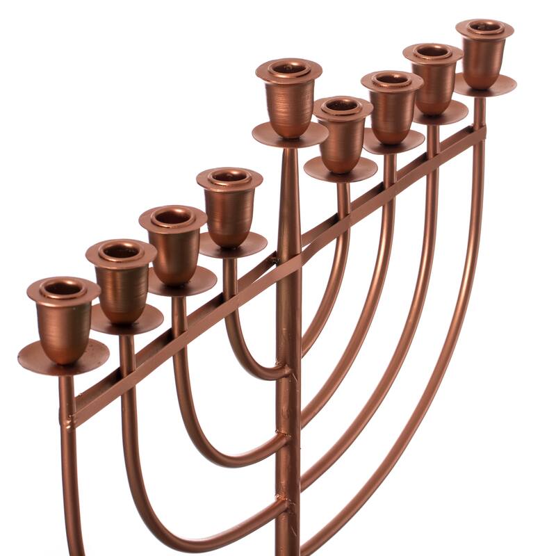 Modern Solid Metal Judaica Hanukkah Menorah 9 Branched Candelabra