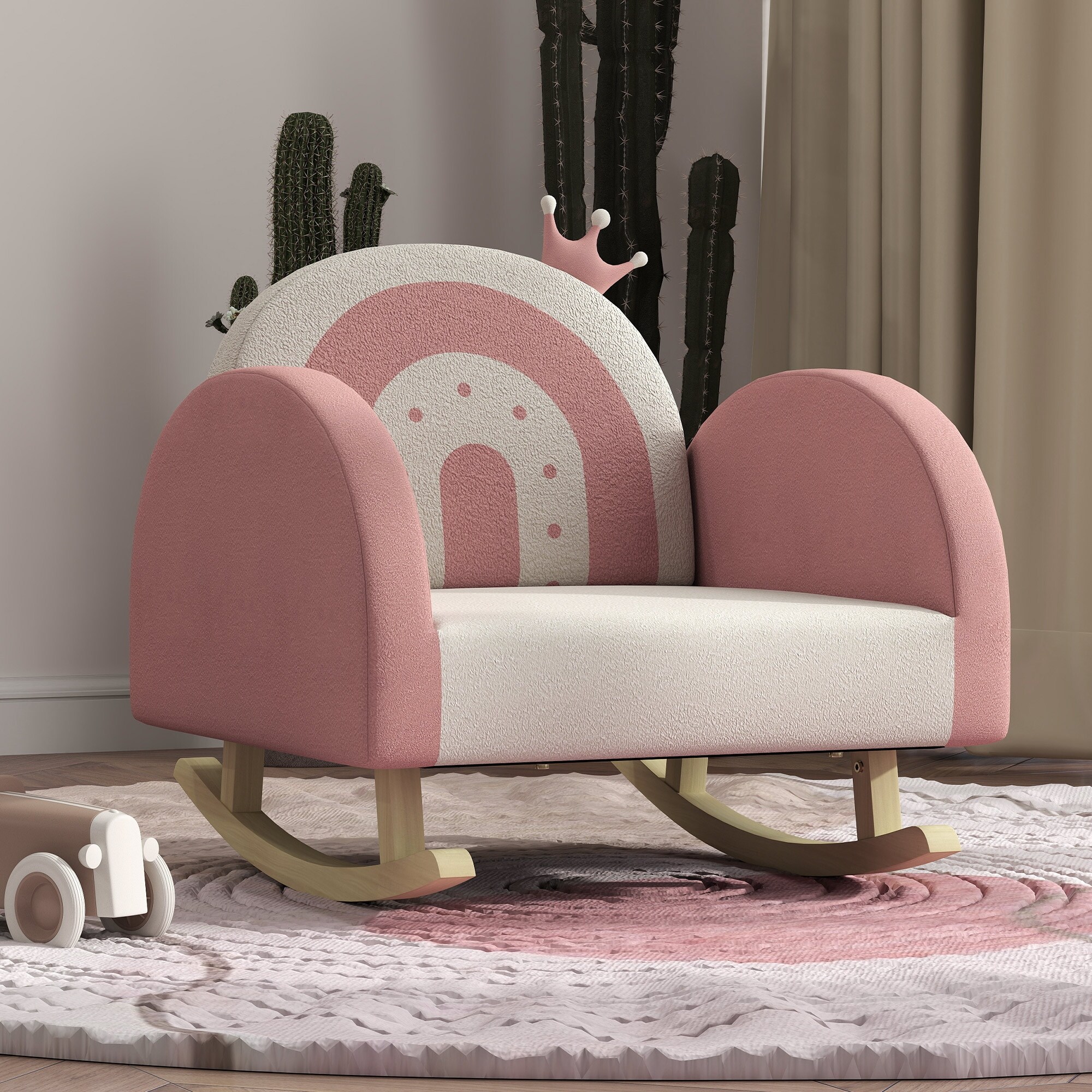 Qaba Kids Rocking Chair, Princess Crown Toddler Chair, Children's