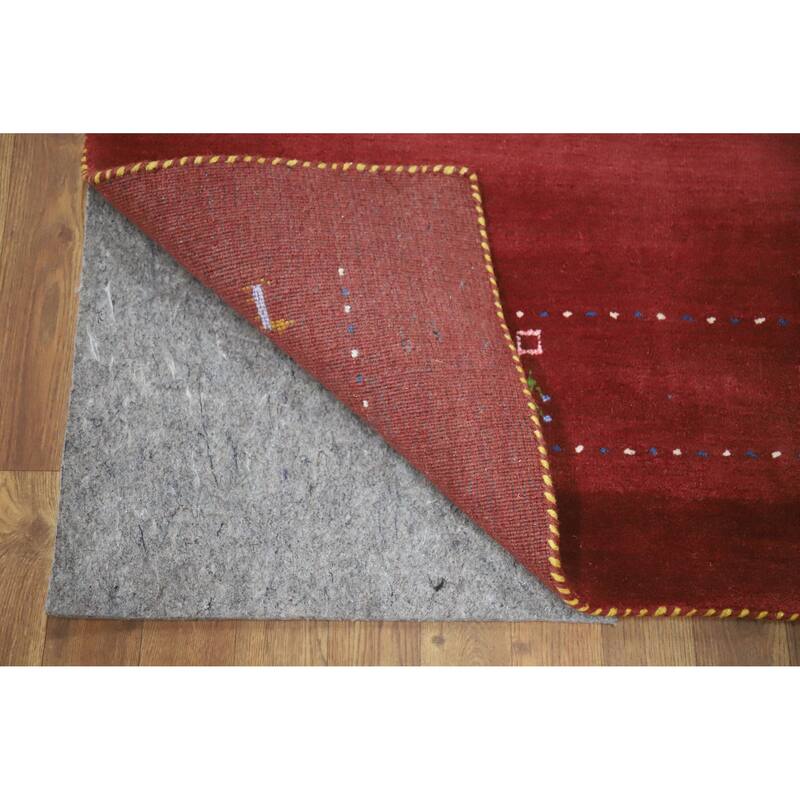 Hand Knotted Oriental 100% Wool Carpet Tribal Animal Pictorial Red Gabbeh Area Rug - 7' 8'' X 4' 11''