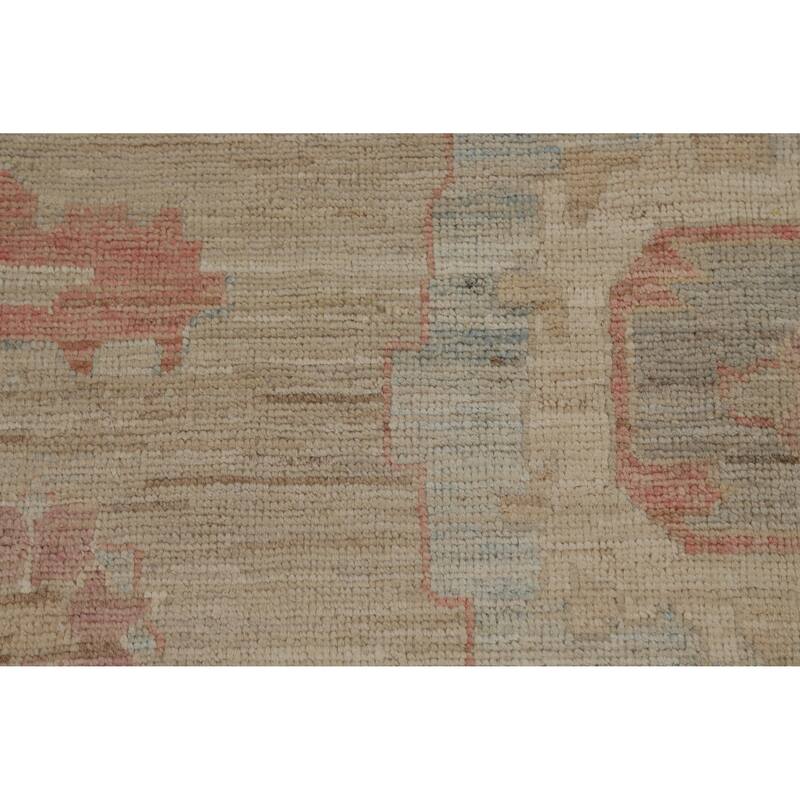 Hand Knotted Oriental 100% Wool Carpet Transitional All-Over Beige & Ivories Oushak Area Rug - 12' 0'' X 9' 0''