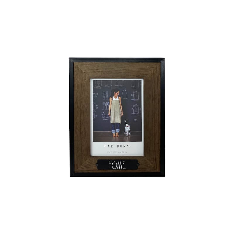 Rae Dunn Rustic Wood Picture Frame - "HOME" - 5" x 7" - Dark Brown