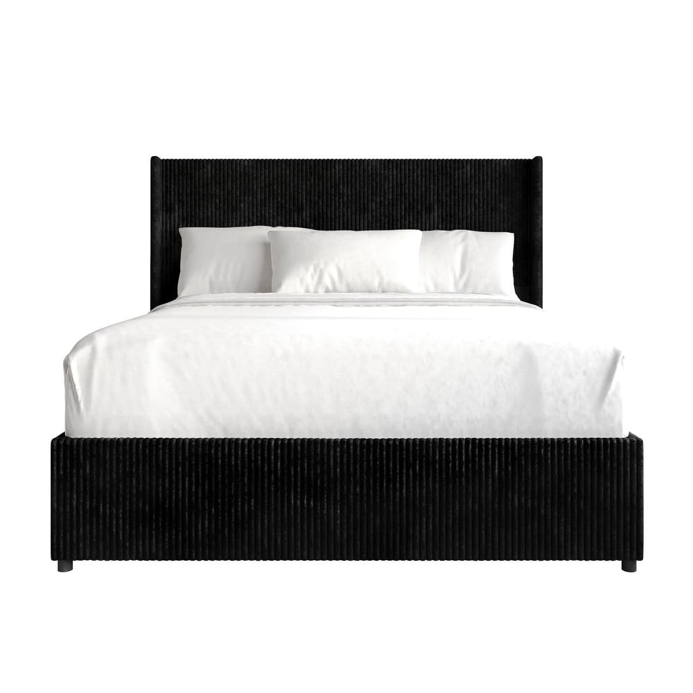 CraftPorch Luxury Wingback Platform Lift Up Storage Bed