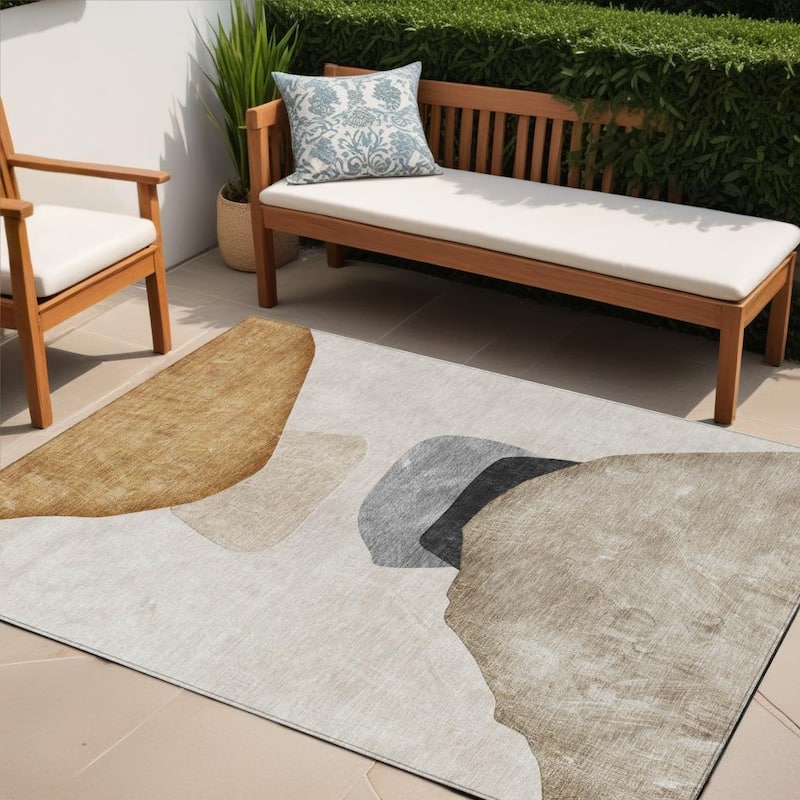 Namo Artistic Abstract Weather Resistant Classic Meets Modern Outdoor Rug - 5' X 8' - Multi