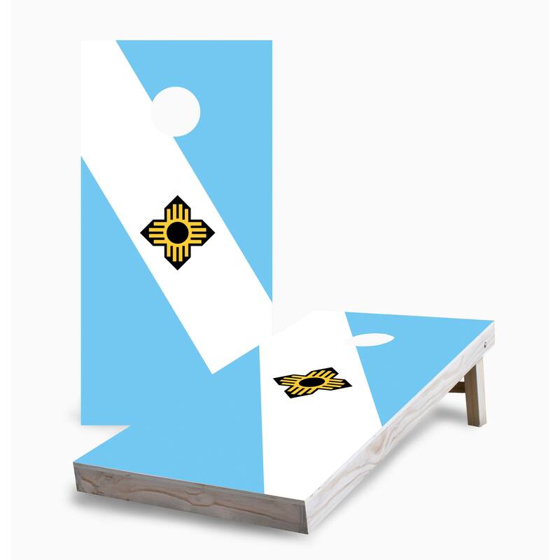 Madison City Flag Corn Hole Board Set w Case & Lights - 16 Years and Up