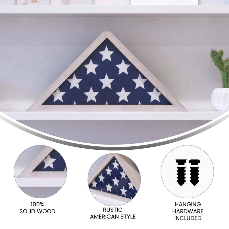 Solid Wood Display Case for 9.5 x 5 Veterans Flag