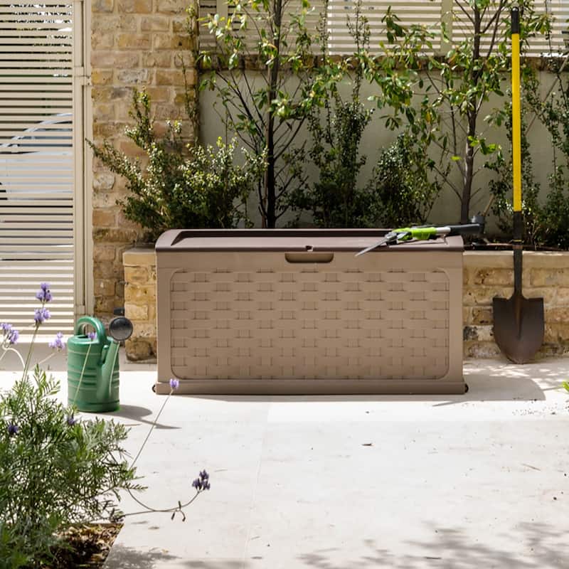 Starplast 88 Gallon Plastic Deck Box, Mocha/Brown