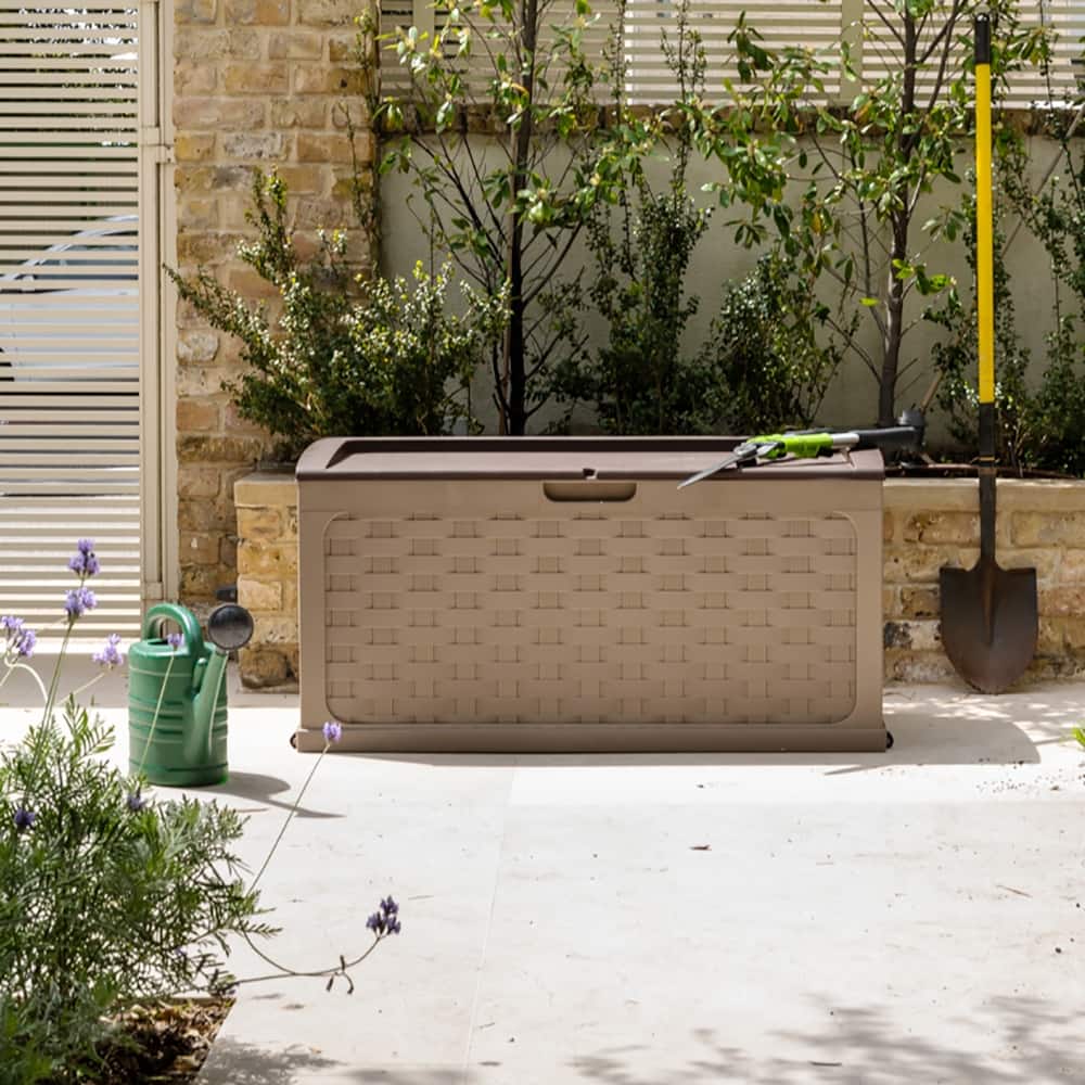 Starplast 88 Gallon Plastic Deck Box, Mocha/Brown