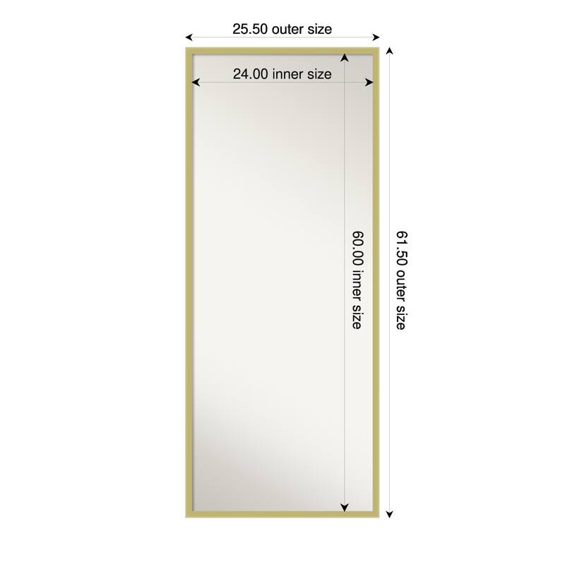 Incline Non-Beveled Wood Framed Full-Length Floor Leaner Mirror - 26 x 62 in - Incline Light Gold