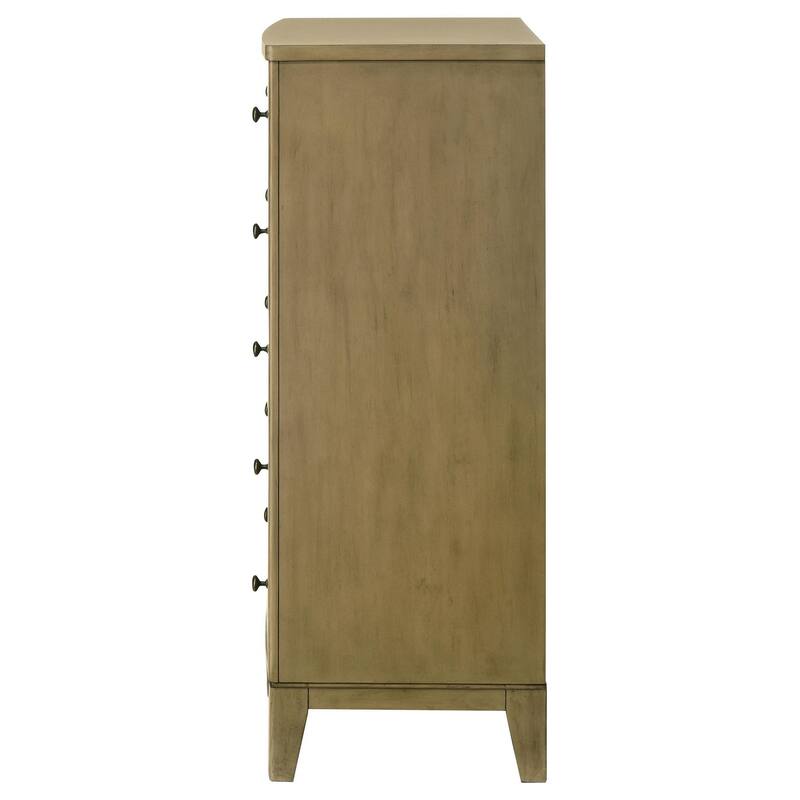 Heon Tall Dresser Chest, 5 Drawers w Round Knobs, Natural Brown Pine