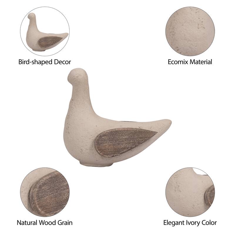 Sagebrook Home 9" Ecomix Bird Sculpture - Elegant Mango Wood Base, Transform Your Space with Artistic Flair