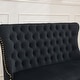 preview thumbnail 10 of 72, Velvet Double Dining Loveseat Bench, 2-Seat Tufted Bench w/Handmade Buttons, Wing Back, Gold-Plated Steel Legs, Single Pack