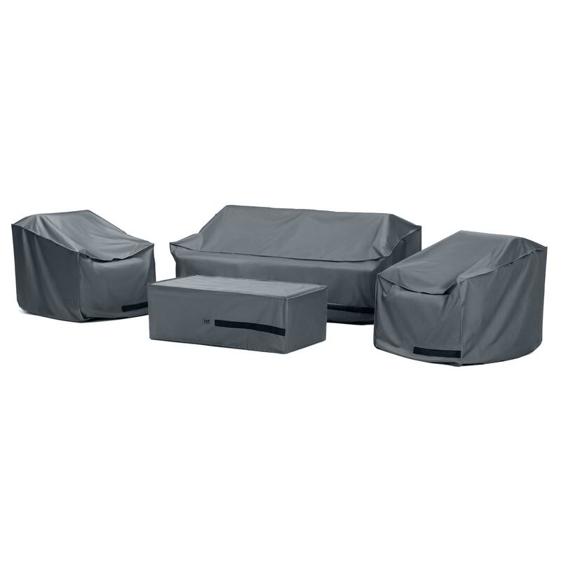 Milo 4 Piece Polyester Outdoor Patio Deluxe Furniture Covers - Grey