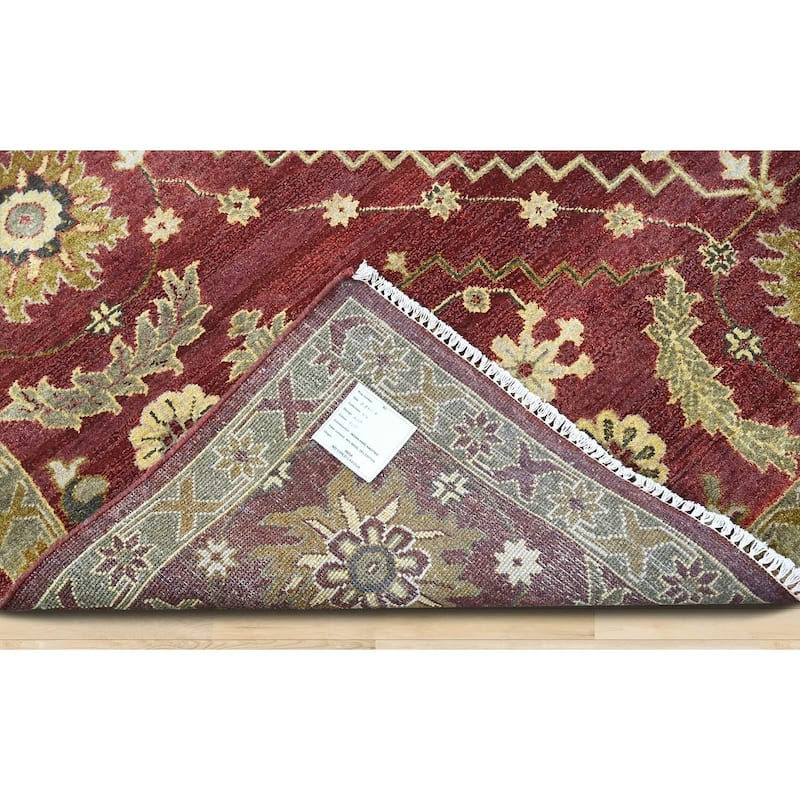 LoomBloom Raspberry Oushak Hand Knotted Traditional Wool Area Rug - 8' 8'' x 11' 7''