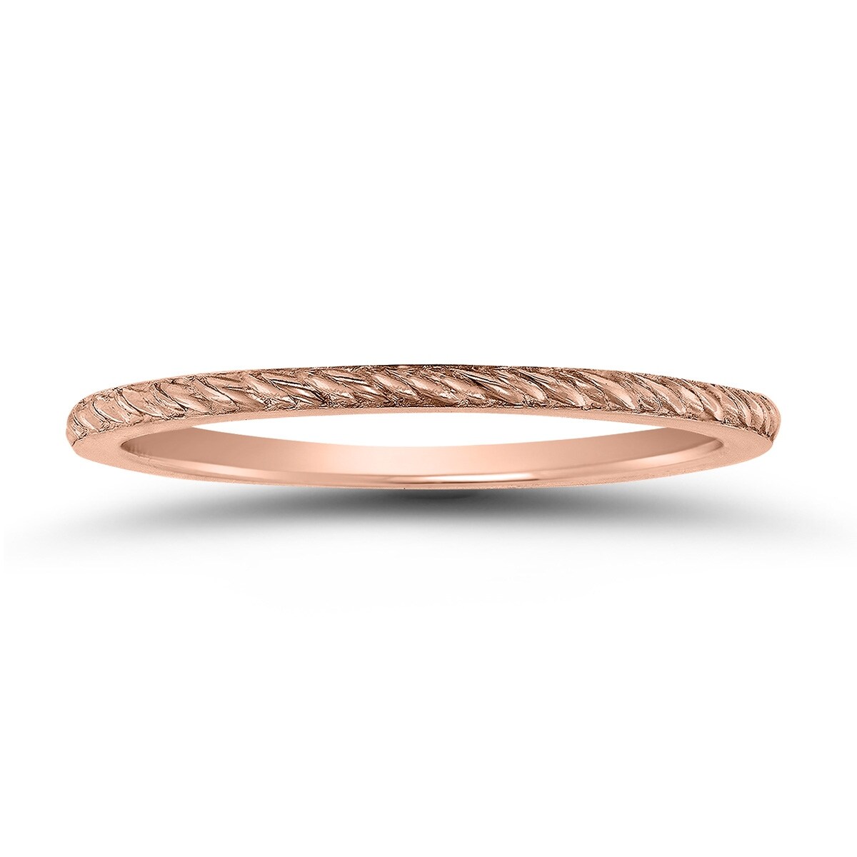 Jewels By Lux 14K Rose Gold Skinny Rope Wedding Ring Band Size 8.5