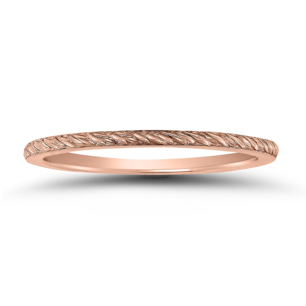Marquee 14K Rose Gold Thin 1mm Stackable Band with Classic Rope Knurl