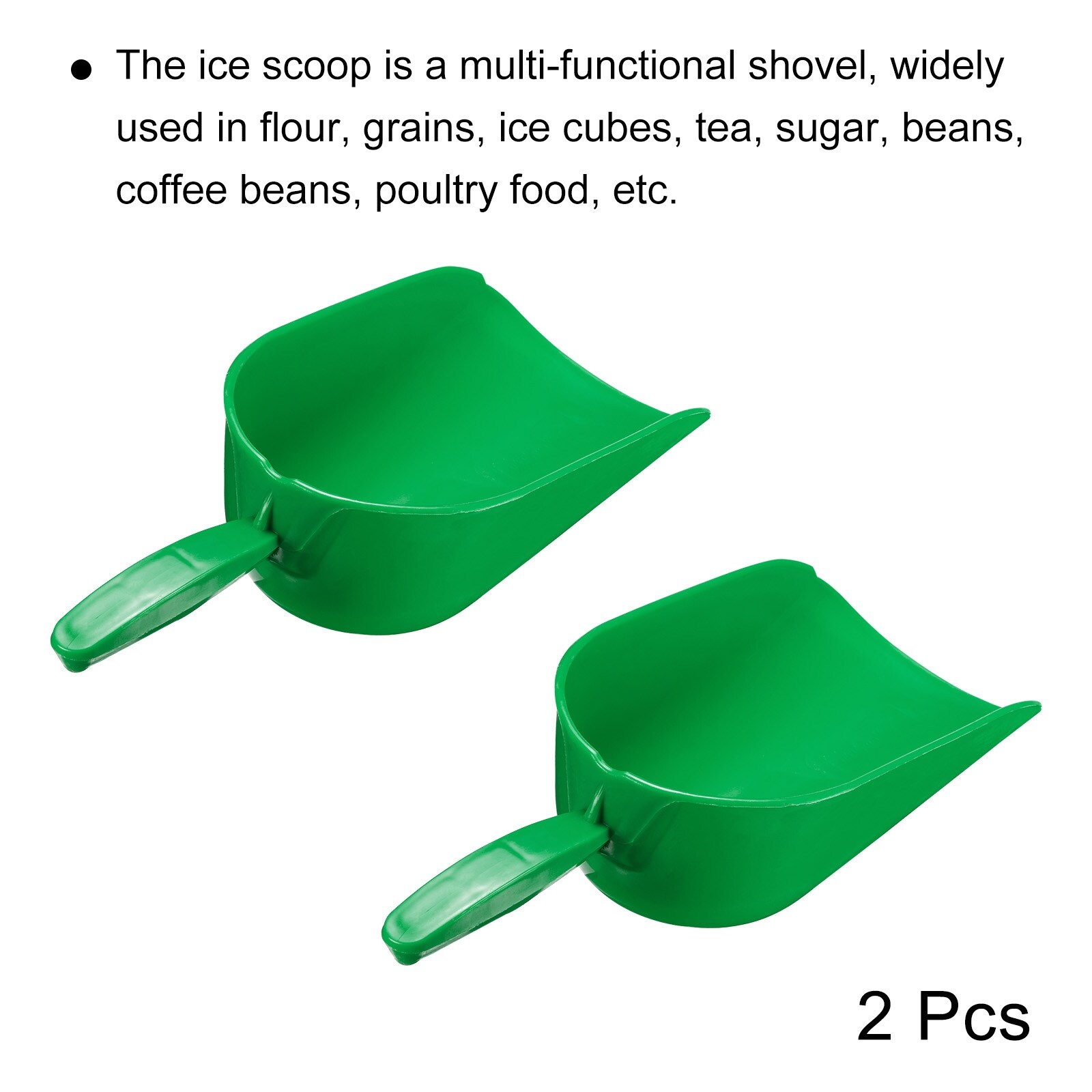 Unique Bargains 2pcs Ice Scoop ABS 9.06x3.54 Small Ice Maker Flour Cereal Sugar Handle Shovel - White
