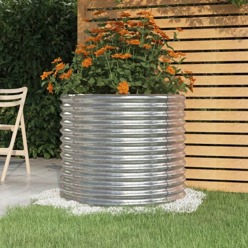 vidaXL Garden Planter Powder-coated Steel Raised Garden Bed Multi Colors/Sizes - 31.5" x 26.8" - Silver