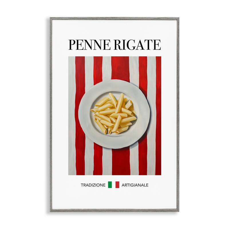 Stupell Traditional Penne Rigate Pasta Framed Giclee Art Design By Andreas Magnusson - 20 x 30 - Grey