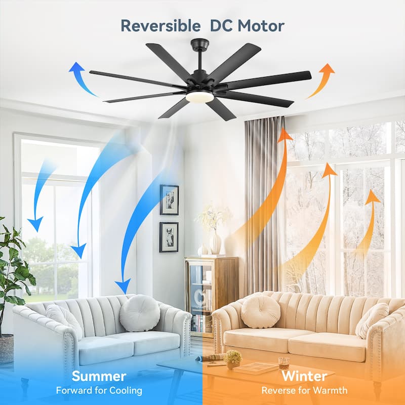 42“/52"/60"/48" Noiseless Walnut Wood Ceiling Fan with Remote Control, Integrated Light Optional