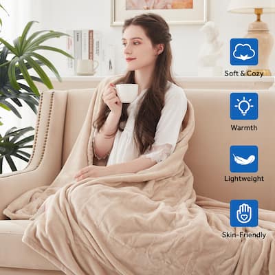 Heated Blanket Electric Throw Fast Heating Ultra Soft Warm Flannel