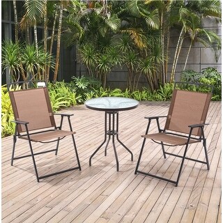 VredHom 3-Piece Patio Folding Chair Set - 22.5" W x 28" D x 36.3" H
