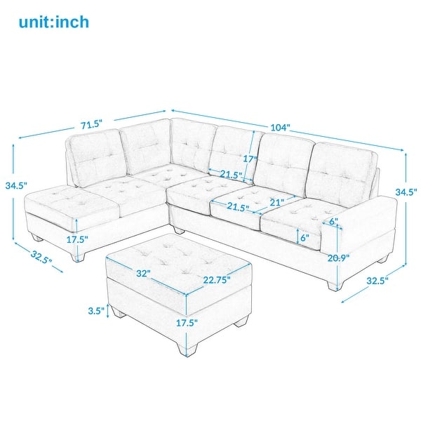 Sectional Sofa with Reversible Chaise Lounge Bed Bath & Beyond 35168022