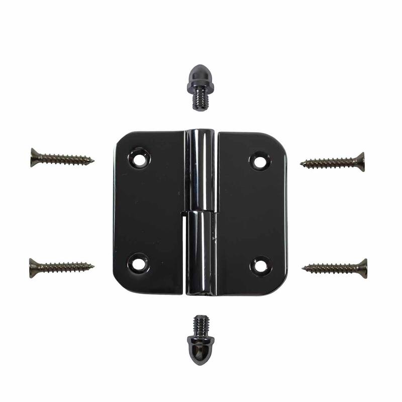 Chrome Plated Extruded Brass Right Lift Off Door Hinges 2" L Square Shape Hinges with Helmet Finials Tips Renovators Supply