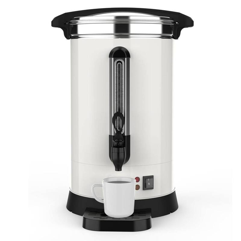 Double Wall Commerical Coffee Urn, Hot Coffee Dispenser, White - 14L