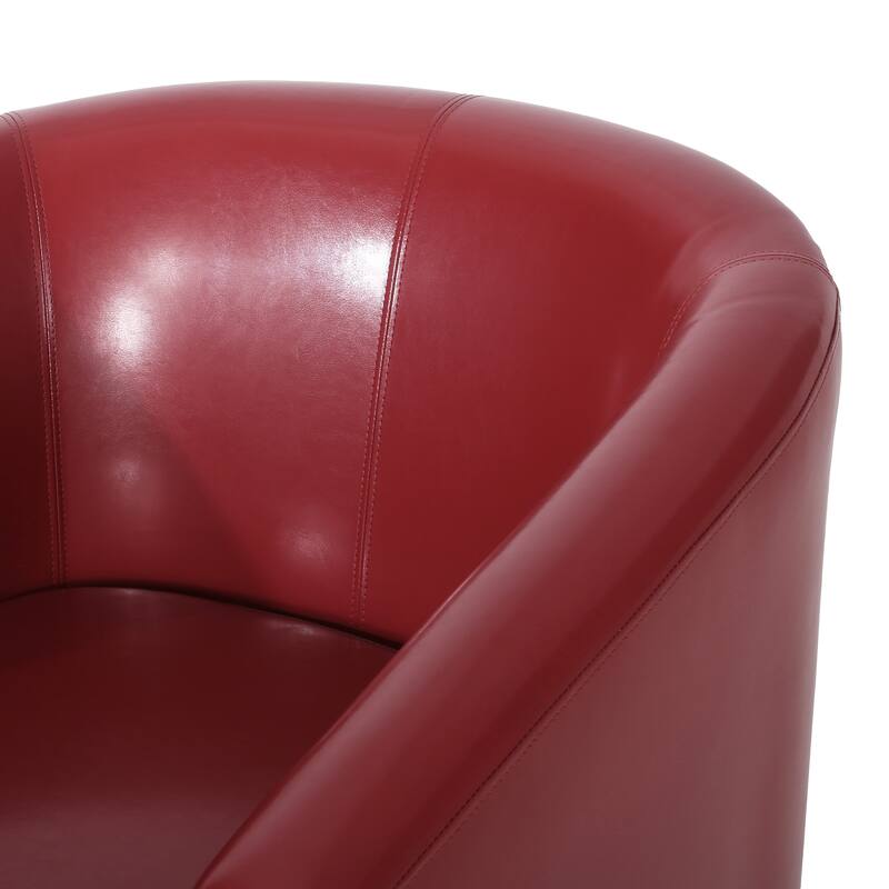 Roomfitters Modern Swivel Club Chair, Faux Leather Accent Armchair with Curved Back and Cushioned Seat for Living Spaces
