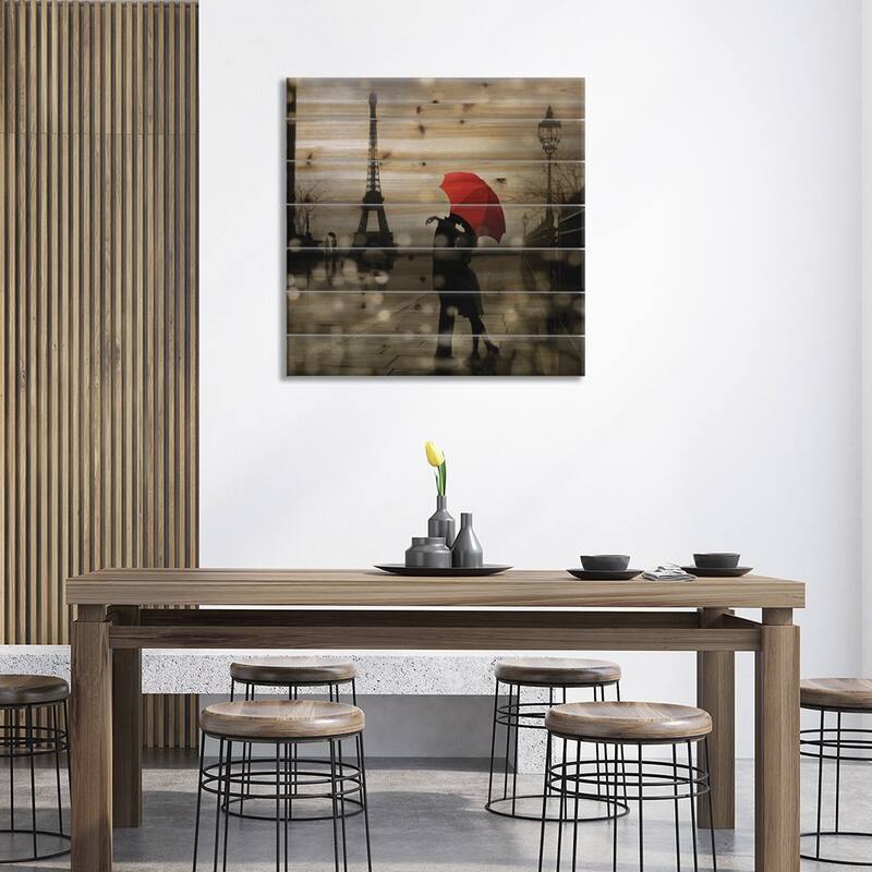 Paris Romance Print On Wood by Kate Carrigan - Multi-Color