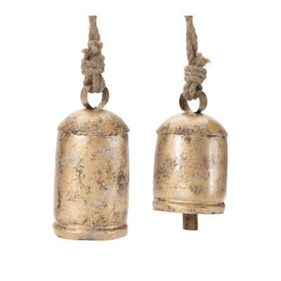Distressed Metal Bell Ornament (Set of 2) - N/A
