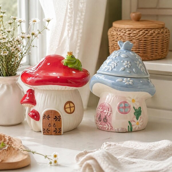 10 Strawberry Street Toadstool Cottage Ceramic Canister - Bed Bath