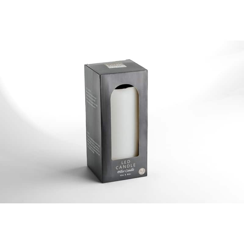Battery Operated 3D Flame Large LED Pillar Candles - 8" - White