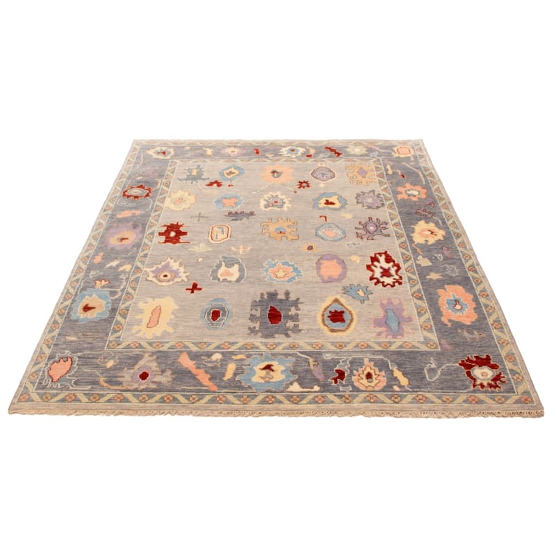 ECARPETGALLERY Hand-knotted Modern Oushak Light Grey Wool Rug - 7' 10" x 10' 3"