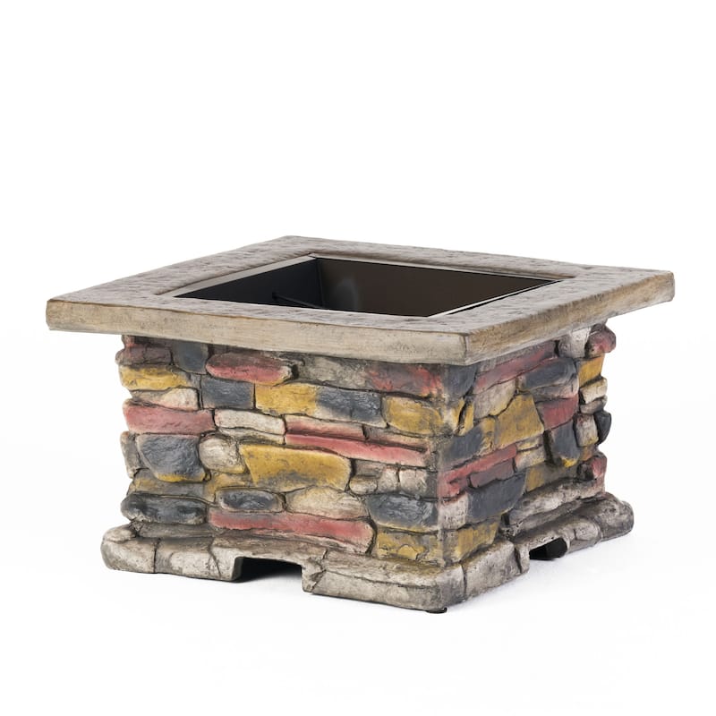 Roomfitters Outdoor Stone Finish Fire Pit with Mesh Screen, Heavy-Duty Fire Bowl, Perfect for Patio, Deck, and Garden Gatherings