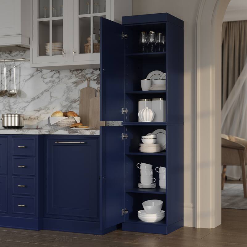 Palace Imports 100% Solid Wood Pantry Cabinet, Adjustable Shelves, 16.5" Wide, 71.5" Tall