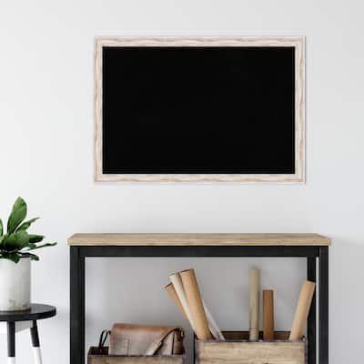 Alexandria White Wash Narrow Wood Framed Black Corkboard Bulletin Board, Organization Board, Pin Board
