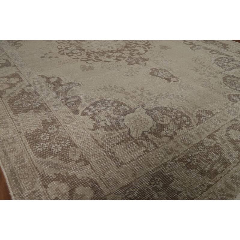 Distressed Tabriz Persian Area Rug Handmade Wool Carpet - 6'7"x 9'2"