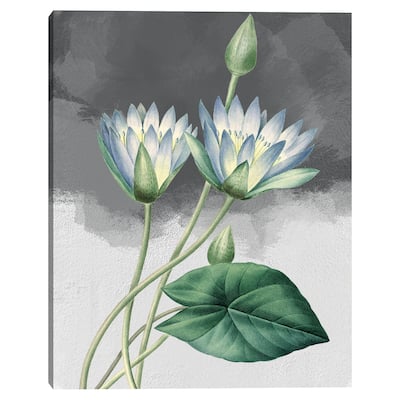 Blue Lotus Grey by Design Lab Canvas Art Print
