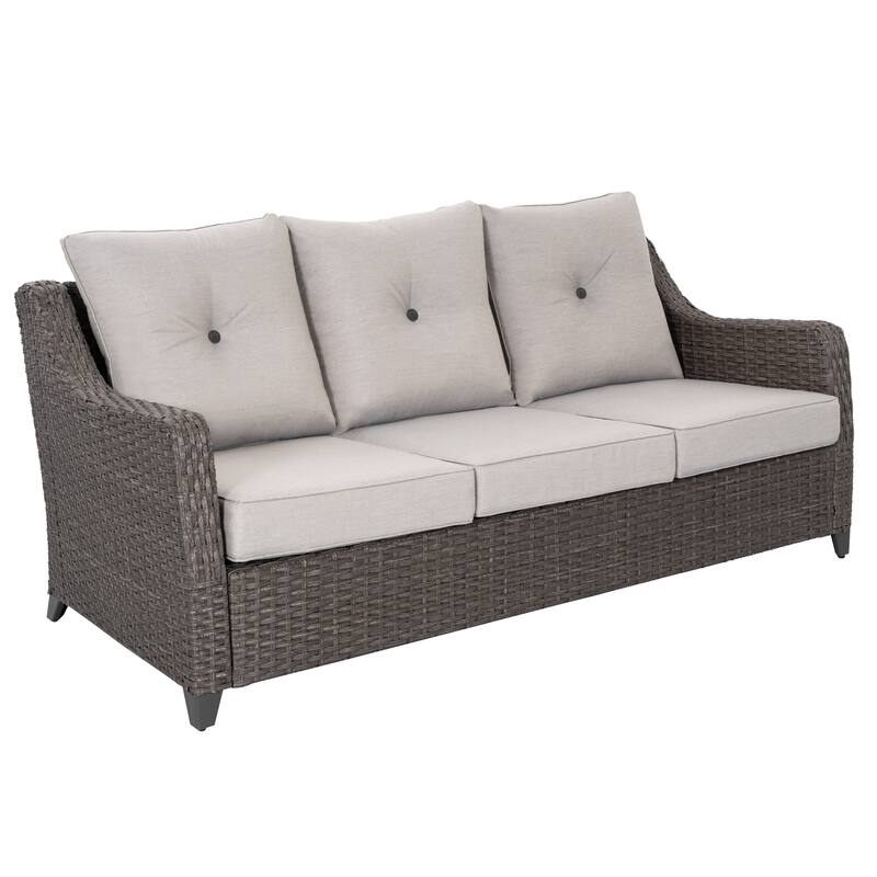 Patio 4-Piece Conversation Set Wicker Sofa Set with Soft Cushions