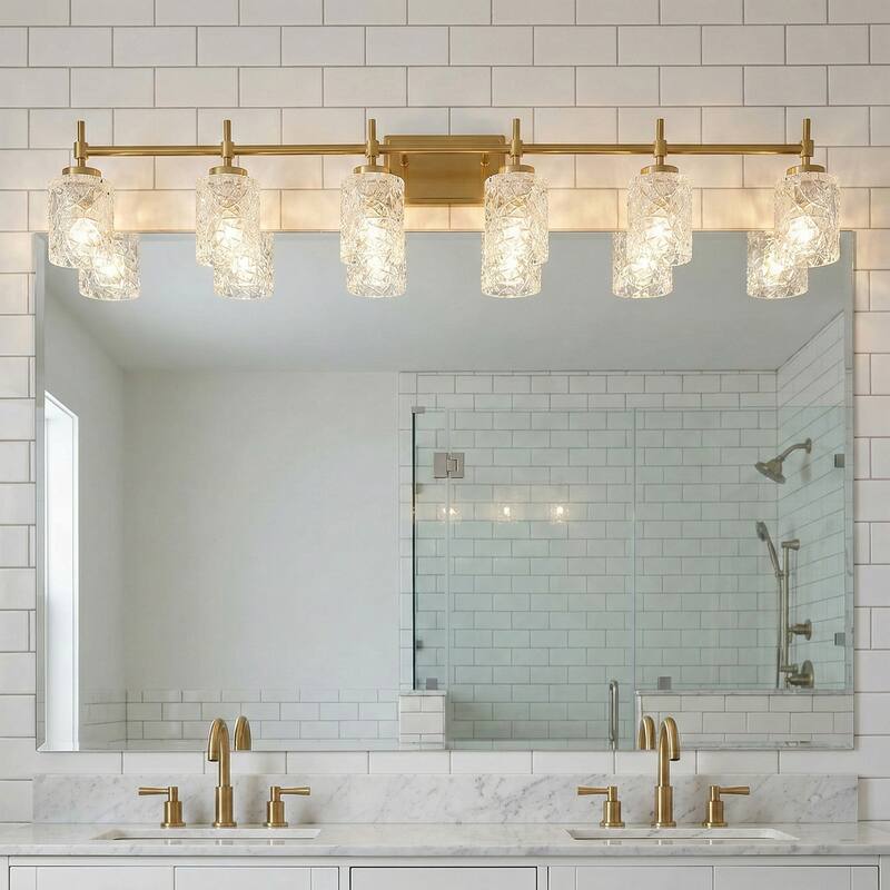 Acroma Dimmable Bathroom Vanity Light with Water Ripple Clear Shade