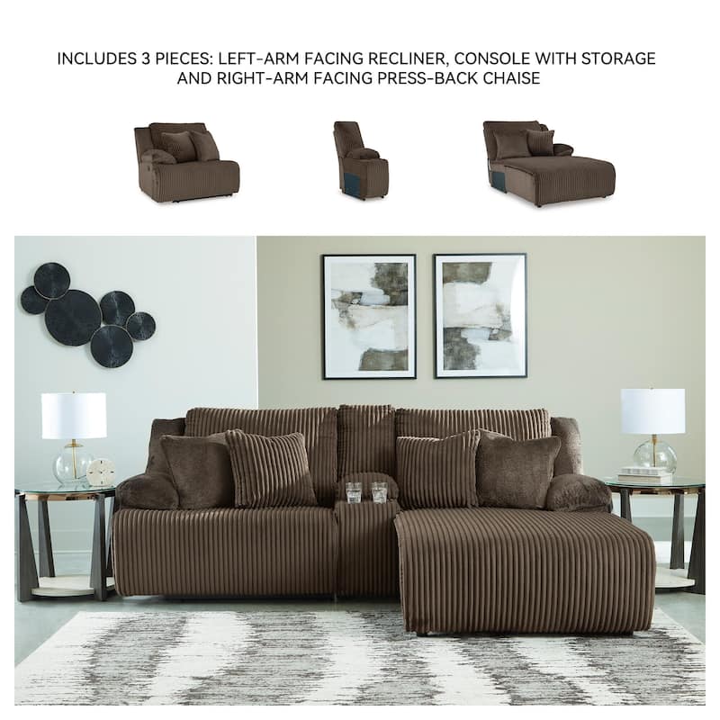 Signature Design by Ashley Top Tier 3-Piece Reclining Sectional with Chaise - 105"W x 74"D x 41"H