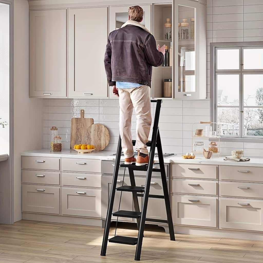 5-step Ladder Folding Step Stool with Anti Slip Wide Pedals,Lightweight Ladder for Home Office Use