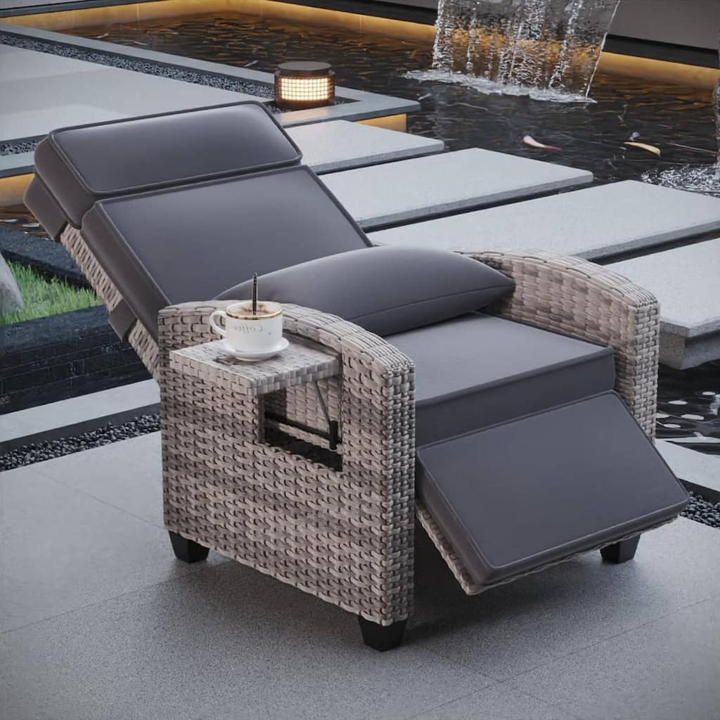 Outdoor Rattan Recliner Chair with Removable Cushion