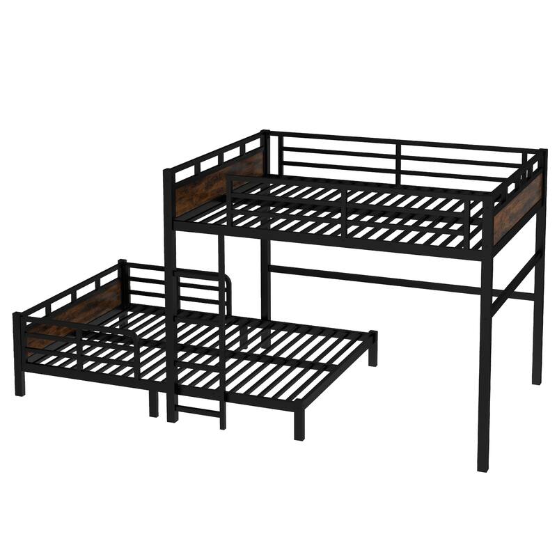 Queen over Queen Metal Bunk Bed/Metal Loft Bed,Separable Bunk Beds,with raised security fence