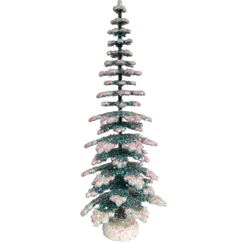 12" Metallic White and Green Holiday Collectible 30-CM Schaller Paper Mache Tree