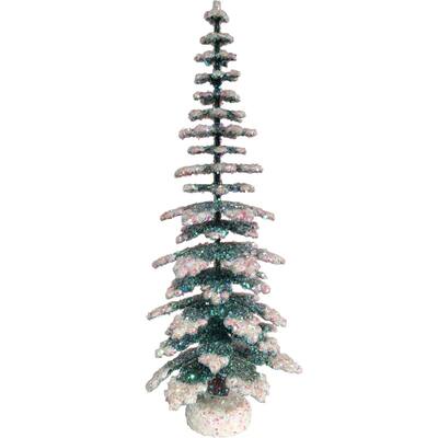 12" Metallic White and Green Holiday Collectible 30-CM Schaller Paper Mache Tree