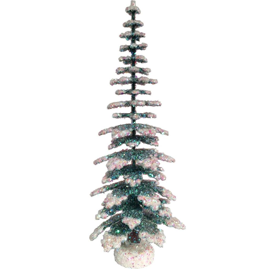 12" Metallic White and Green Holiday Collectible 30-CM Schaller Paper Mache Tree