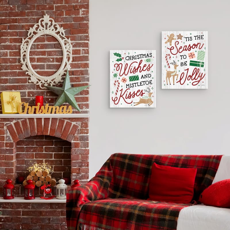 Reindeer Holiday II & III Shiplap by Laura Marshall Canvas Art Prints